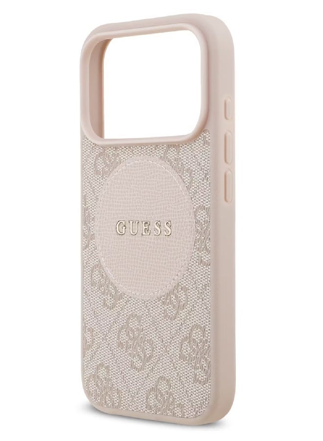 Guess MagSafe 4G PU Leather Case with Round Patch & Classic Logo for iPhone 17 Pro Max - Pink - Image 2